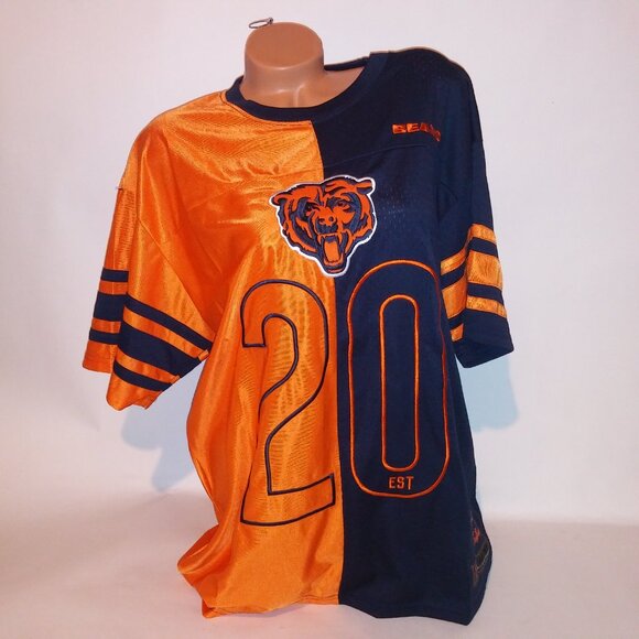 Chicago Bears Jersey NFL Football Mens Navy Blue Orange 50/50 Short Sleeve Crew - Picture 4 of 16